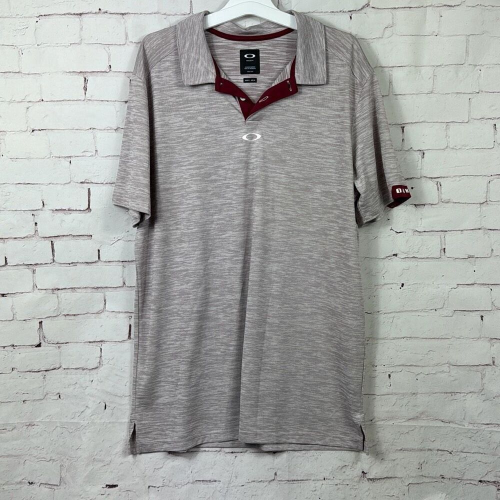 Oakley Shirt Mens Large Polo Regular Fit Golf Performance Short Sleeve Maroon